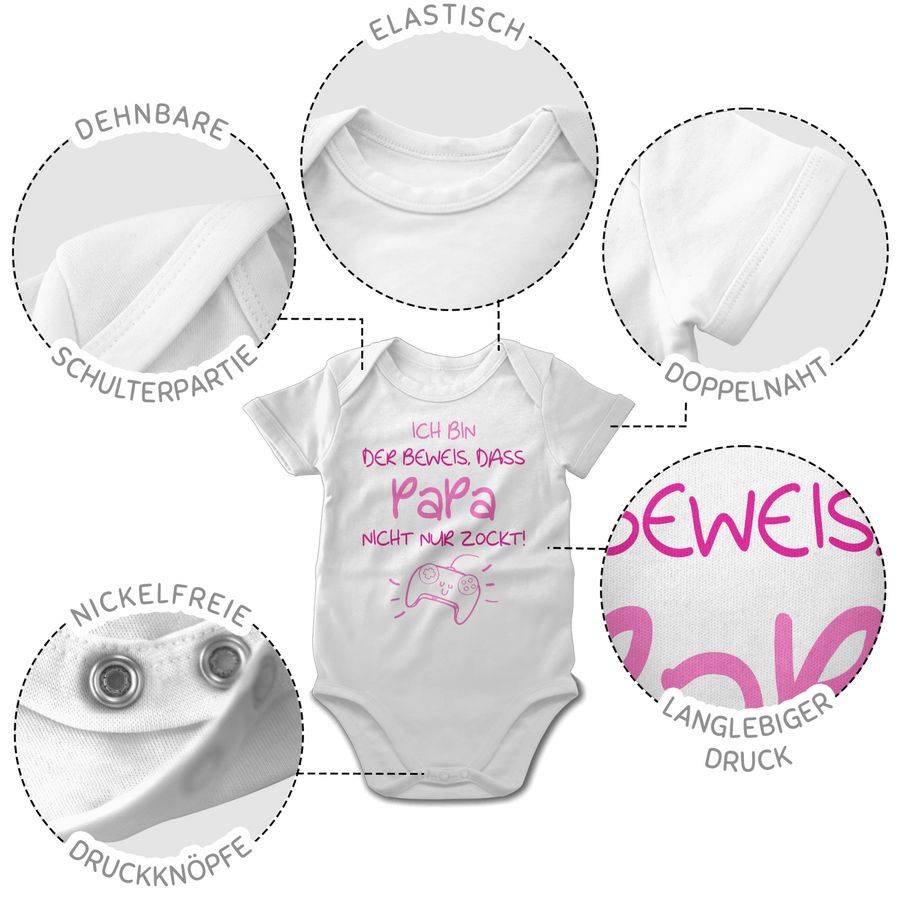 Shirtracer Ich Bin Der Beweis, Dass Papa Nicht Nur Zockt Rosa: T-Shirt Turnbeutel Shirtracer