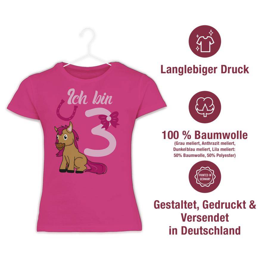 Shirtracer Ich Bin Drei Pferd Rosa: T-Shirt Gym Bag Shirtracer