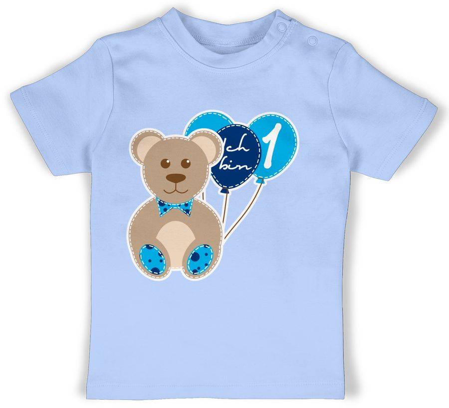 Shirtracer Ich bin eins Junge Bär Luftballons Erster: Tshirt Turnbeutel Shirtracer