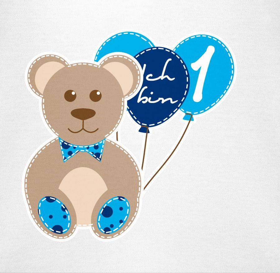 Shirtracer Ich Bin Eins Junge Bär Luftballons Erster: Tshirt Turnbeutel Shirtracer