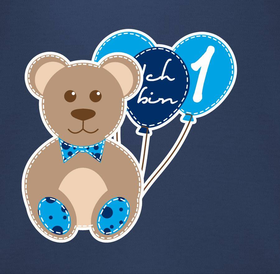 Shirtracer Ich Bin Eins Junge Bär Luftballons Erster: Tshirt Turnbeutel Shirtracer