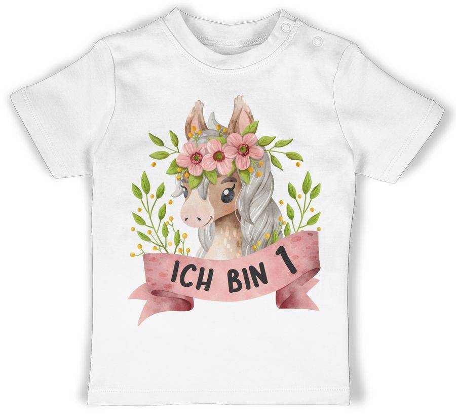 Shirtracer Ich bin eins mit süßem Pferd mit Blumen Shirts & Mehr Shirtracer