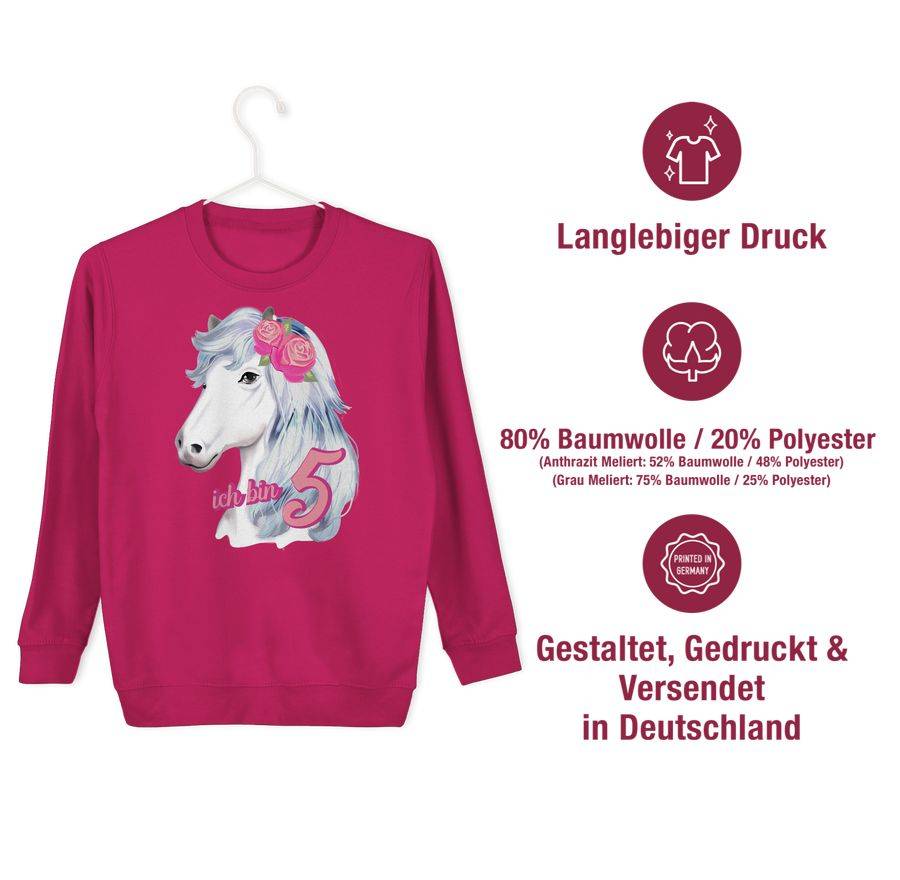 Shirtracer Ich Bin Fünf Aquarell Pferd: Tshirt Turnbeutel Shirtracer