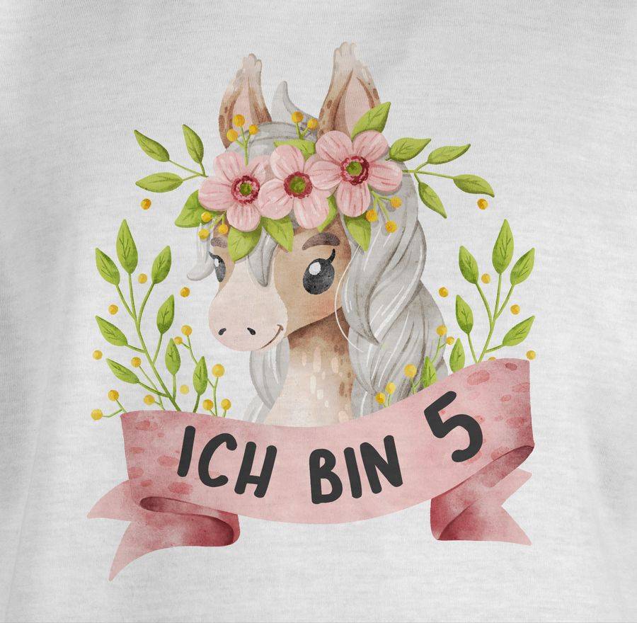 Shirtracer Ich Bin Fünf Mit Süßem Pferd Mit Blumen: T-Shirt Rucksack Shirtracer