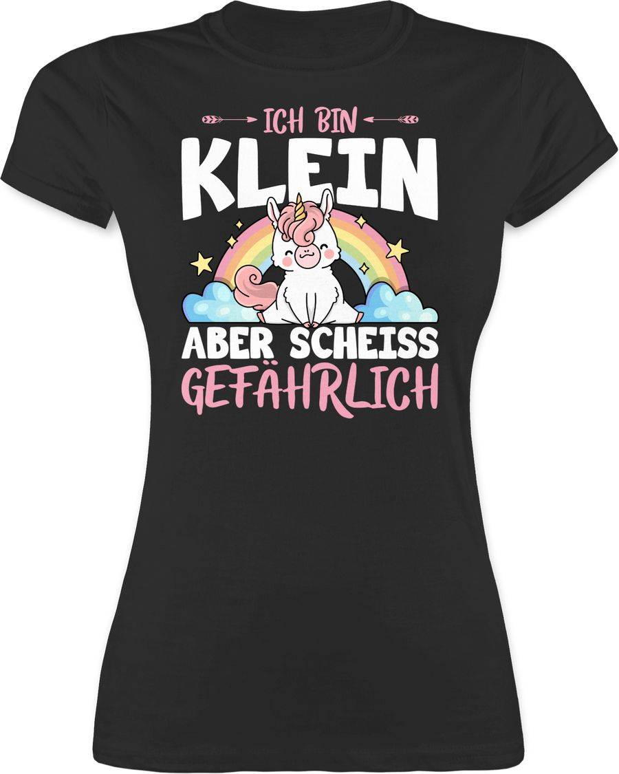 Shirtracer Ich bin klein aber scheiß gefährlich Einhorn Regenbogen weiß: Tshirt Rucksack Shirtracer