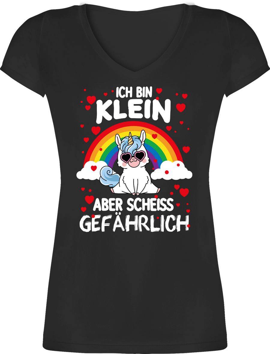 Shirtracer Ich bin klein aber scheiss gefährlich mit Einhorn: Tshirt Turnbeutel Shirtracer