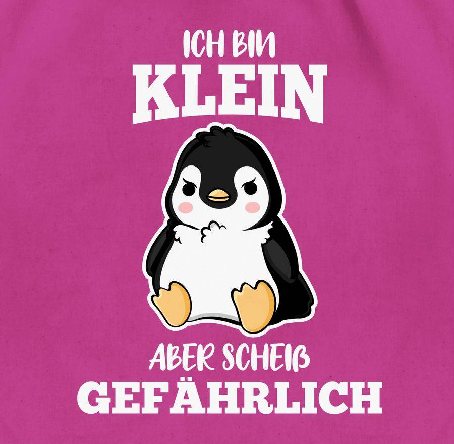 Shirtracer Ich Bin Klein Aber Scheiß Gefährlich Pinguin Weiß: T-Shirt Turnbeutel Shirtracer