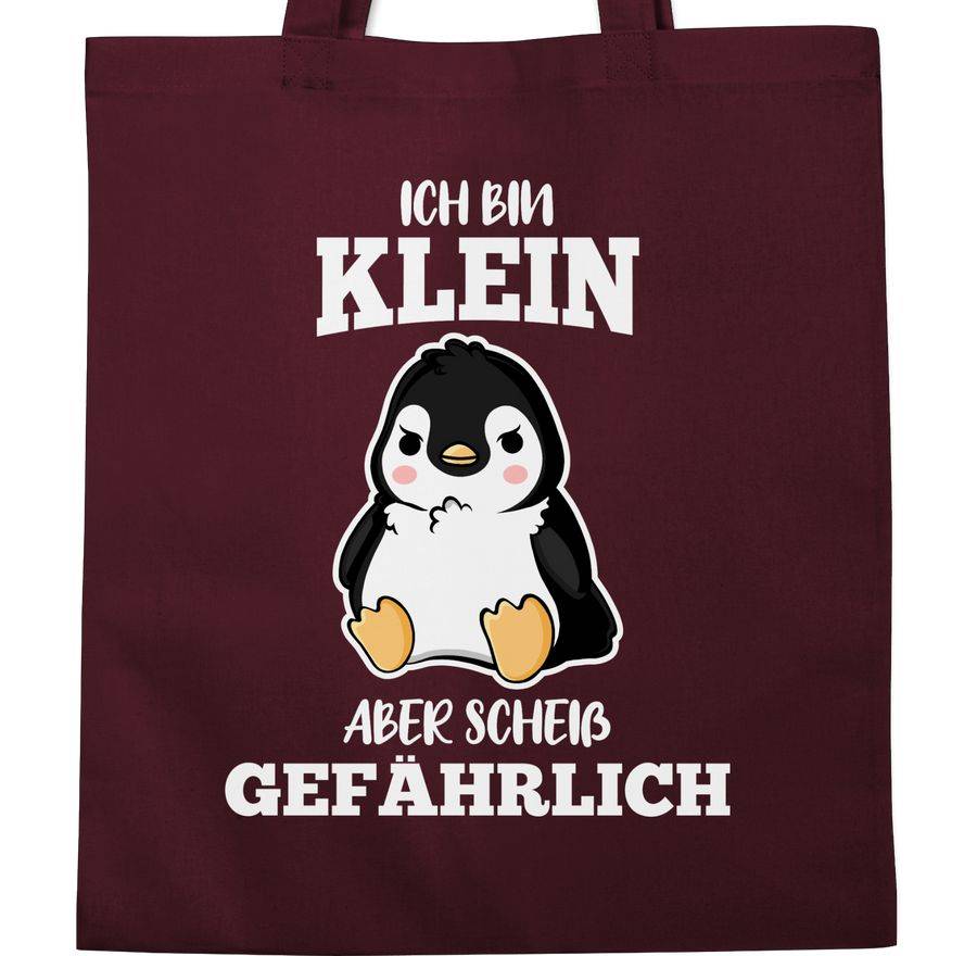 Shirtracer Ich Bin Klein Aber Scheiß Gefährlich Pinguin Weiß: T-Shirt Turnbeutel Shirtracer