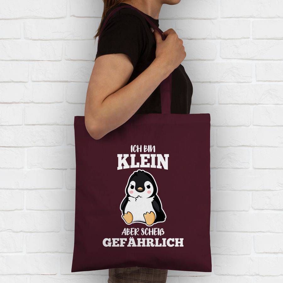 Shirtracer Ich Bin Klein Aber Scheiß Gefährlich Pinguin Weiß: T-Shirt Turnbeutel Shirtracer