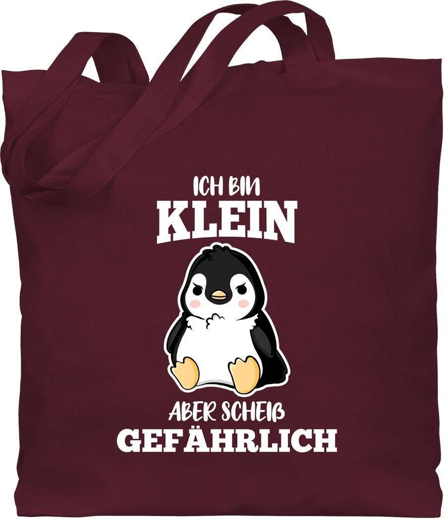 Shirtracer Ich bin klein aber scheiß gefährlich Pinguin weiß: T-Shirt Turnbeutel Shirtracer