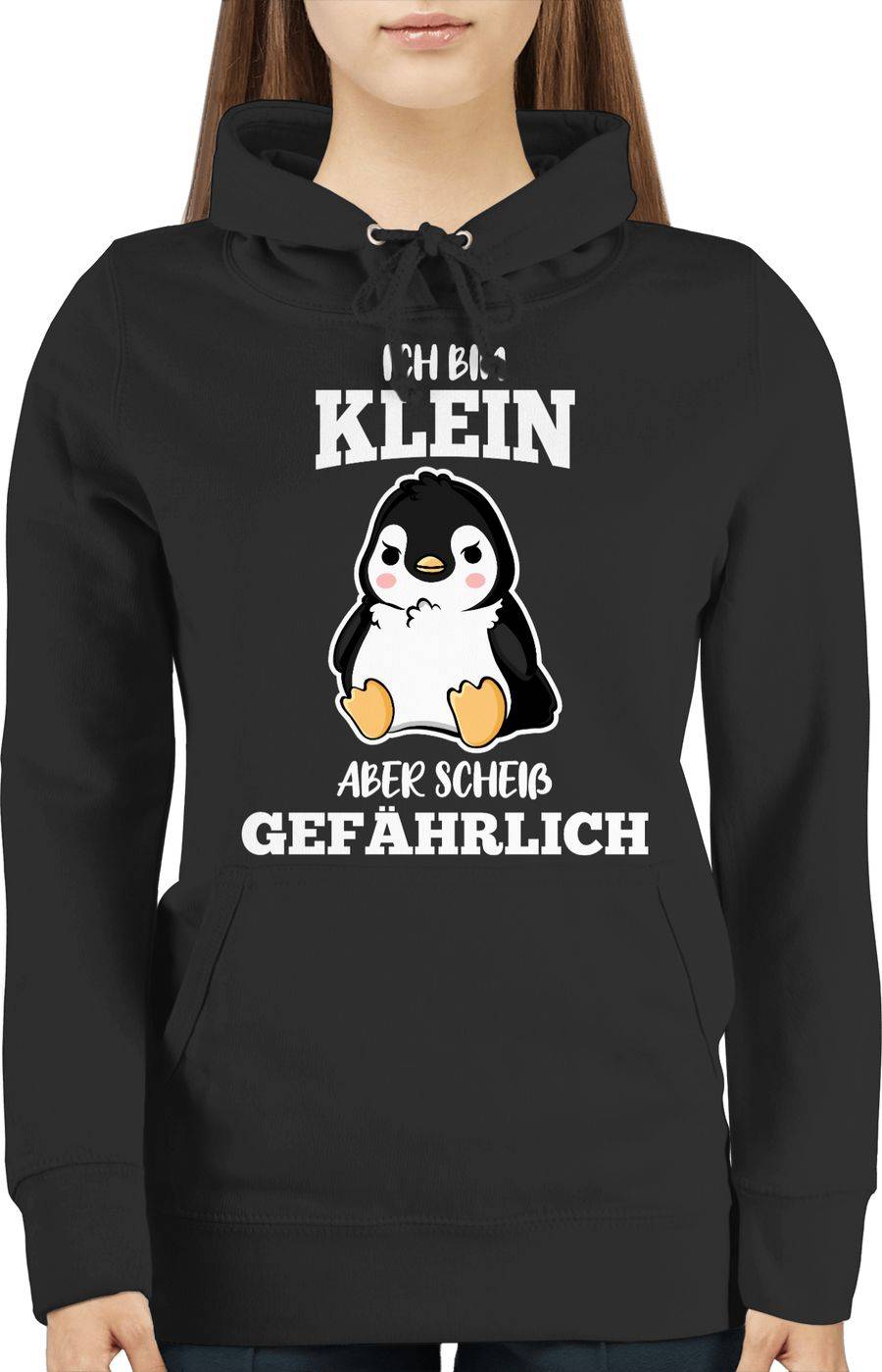 Shirtracer Ich Bin Klein Aber Scheiß Gefährlich Pinguin Weiß: T-Shirt Turnbeutel Shirtracer