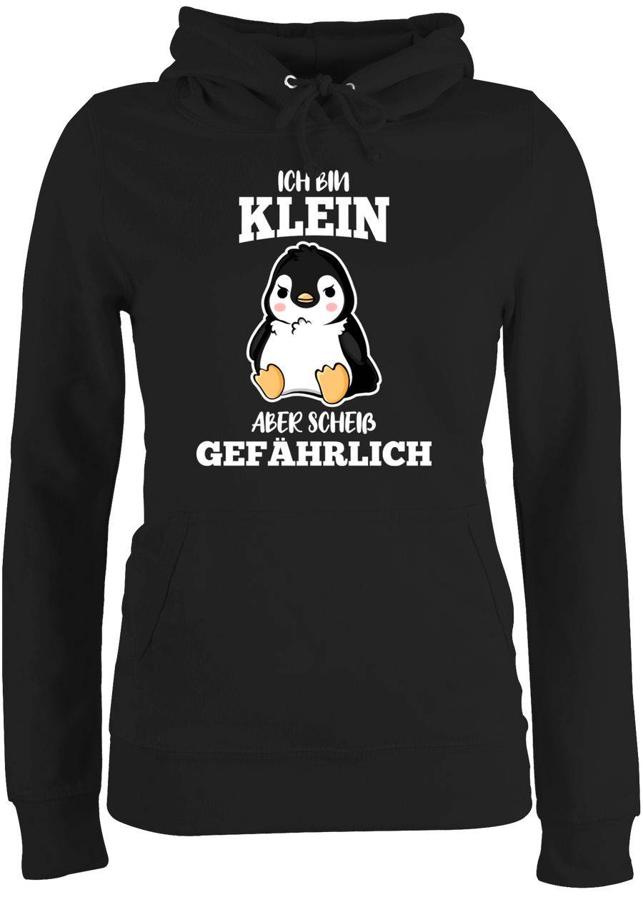 Shirtracer Ich bin klein aber scheiß gefährlich Pinguin weiß: T-Shirt Turnbeutel Shirtracer