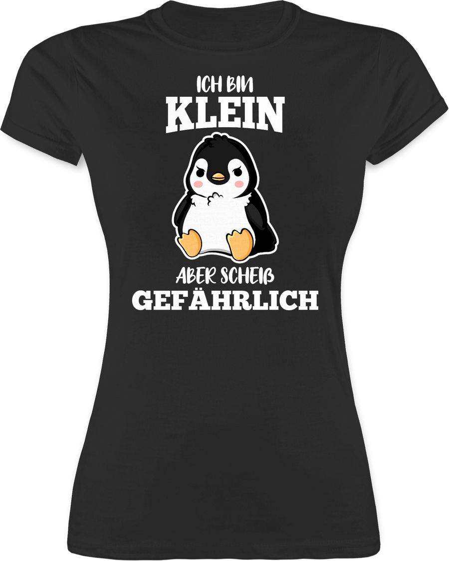 Shirtracer Ich bin klein aber scheiß gefährlich Pinguin weiß: T-Shirt Turnbeutel Shirtracer