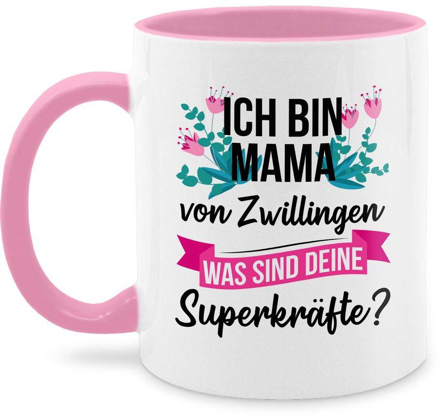 Shirtracer Ich bin Mama von Zwillingen - was sind deine Superkräfte: Tshirt Turnbeutel Shirtracer