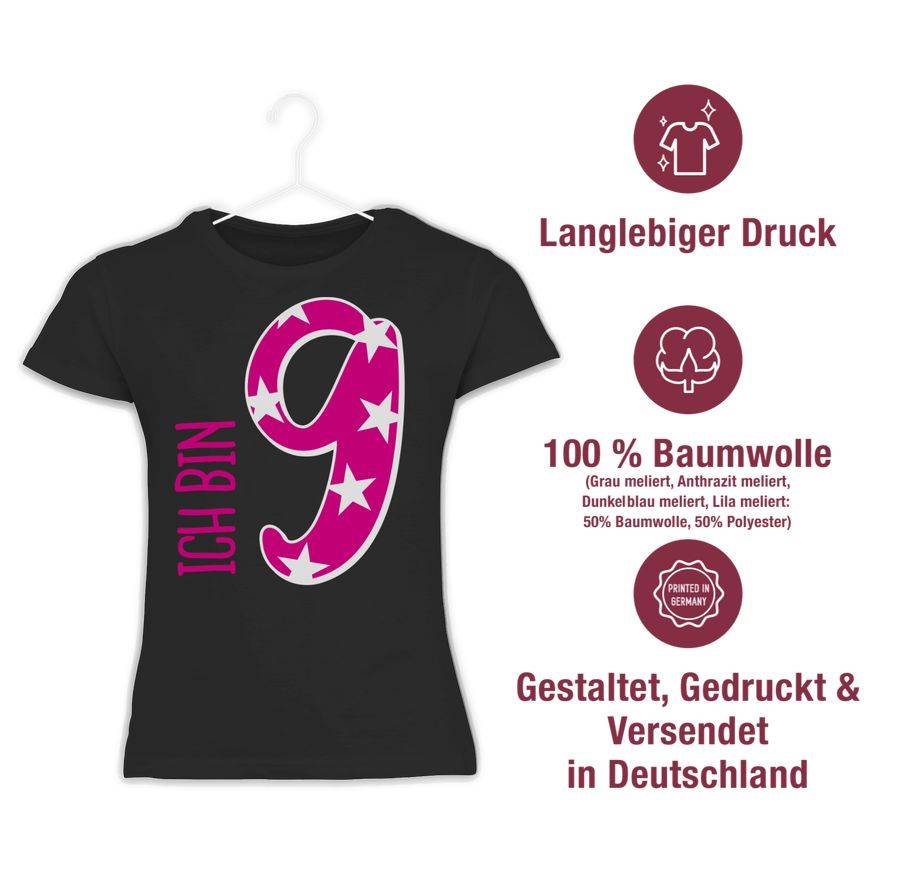 Shirtracer Ich Bin Neun Rosa Mädchen Shirts & Mehr Shirtracer