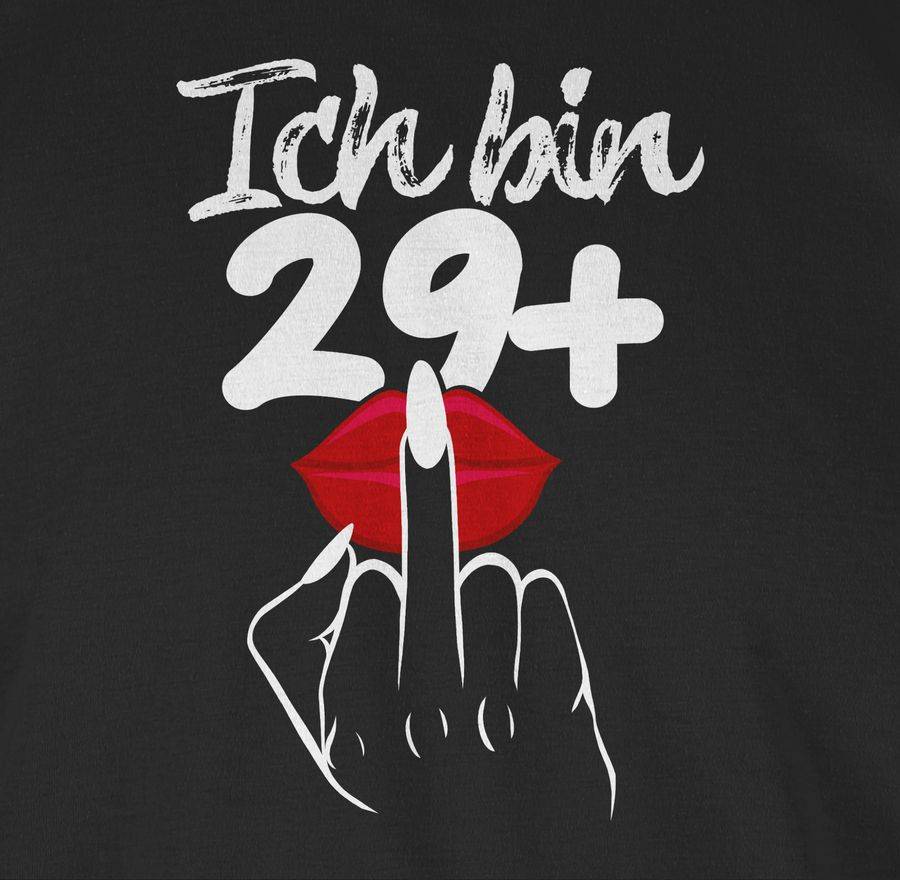 Shirtracer Ich Bin Neunundzwanzig+ Mit Mittelfinger Weiß: Tshirt Turnbeutel Shirtracer