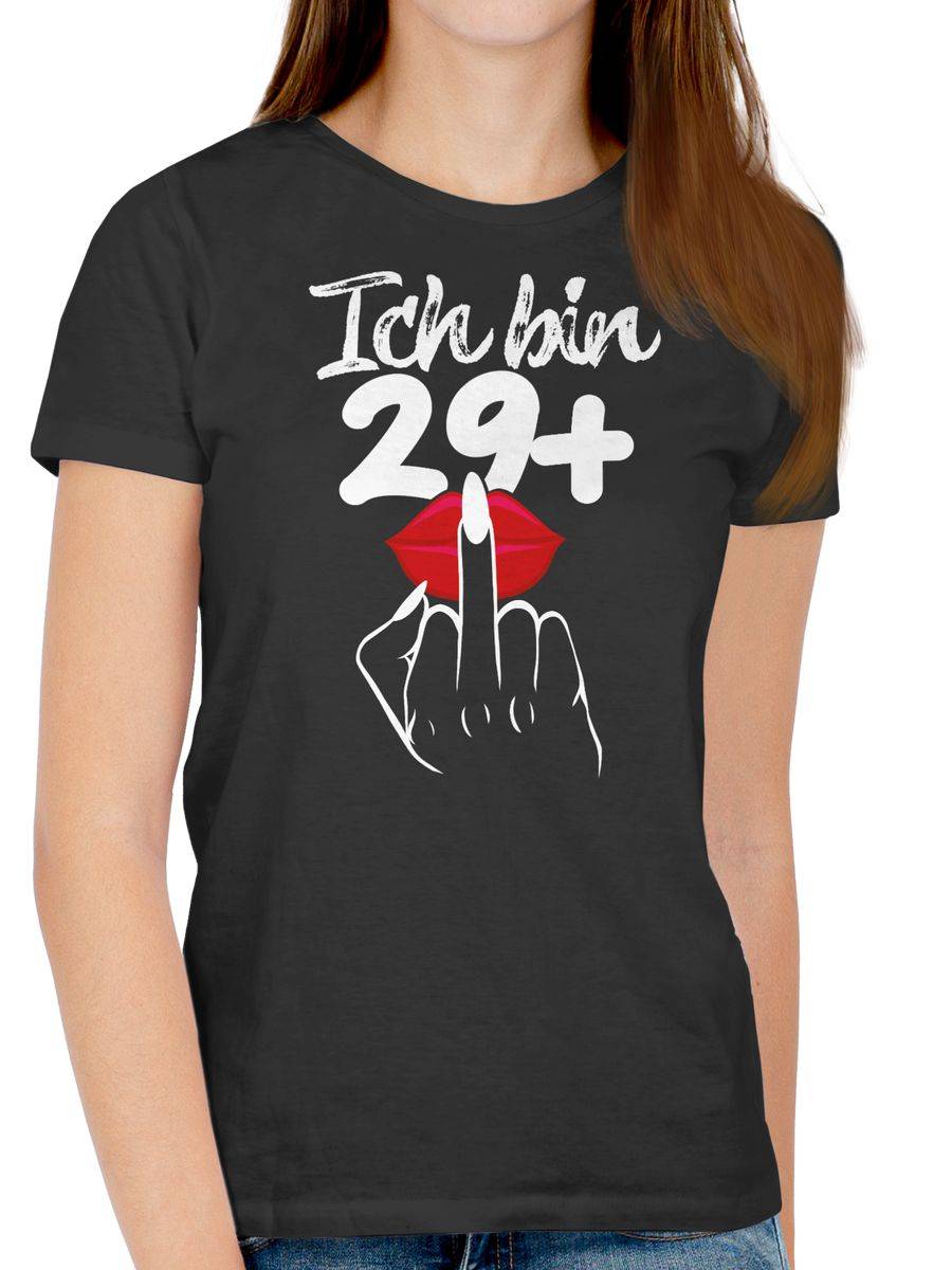 Shirtracer Ich Bin Neunundzwanzig+ Mit Mittelfinger Weiß: Tshirt Turnbeutel Shirtracer