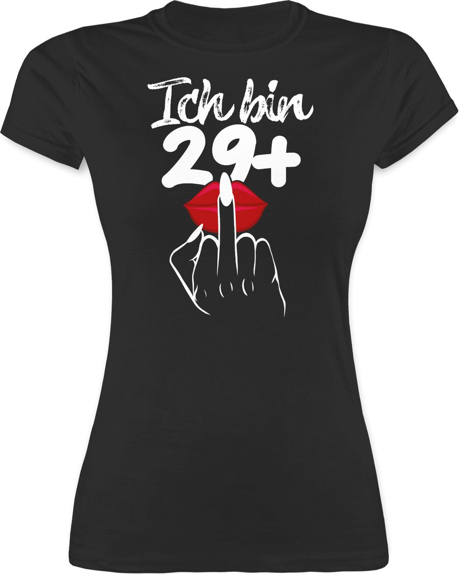 Shirtracer Ich bin neunundzwanzig+ mit Mittelfinger weiß: Tshirt Turnbeutel Shirtracer