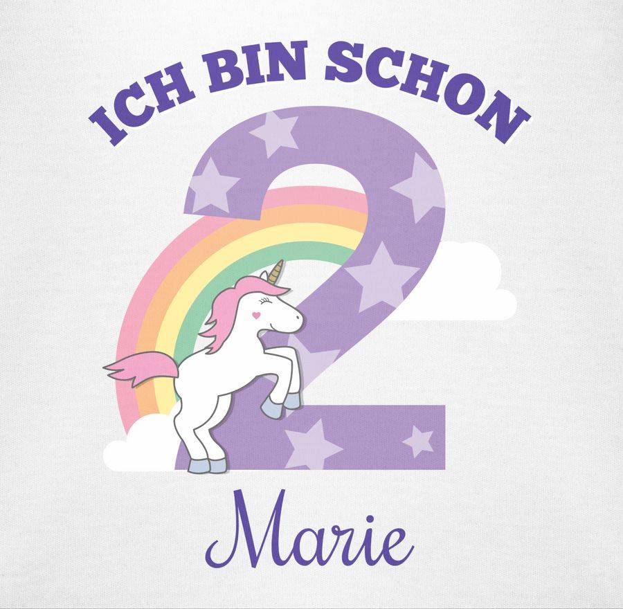 Shirtracer Ich Bin Schon 2 - Einhorn Unicorn Fabelwesen - Zweiter Geburtstag Shirts & Meh Shirtracer