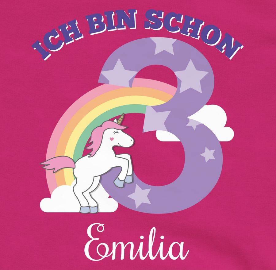 Shirtracer Ich Bin Schon 3 - Einhorn Unicorn Fabelwesen - Dritter Geburtstag: T-Shirt Rucks Shirtracer