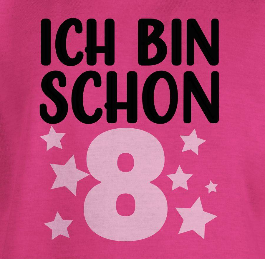 Shirtracer Ich Bin Schon Acht Mit Sternen Schwarz/rosa: Tshirt Gym Bag Shirtracer