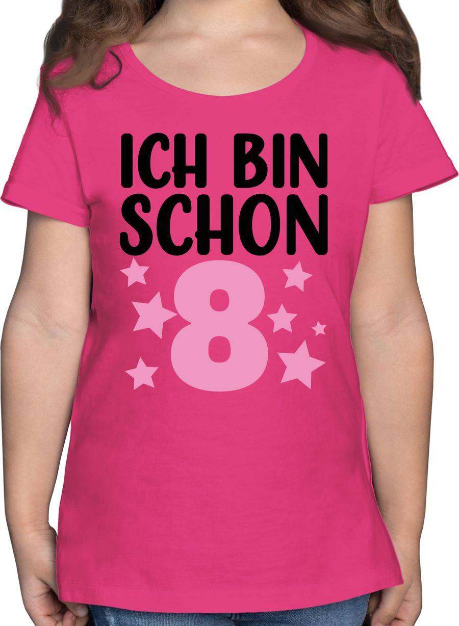Shirtracer Ich bin schon acht mit Sternen schwarz/rosa: Tshirt Gym Bag Shirtracer