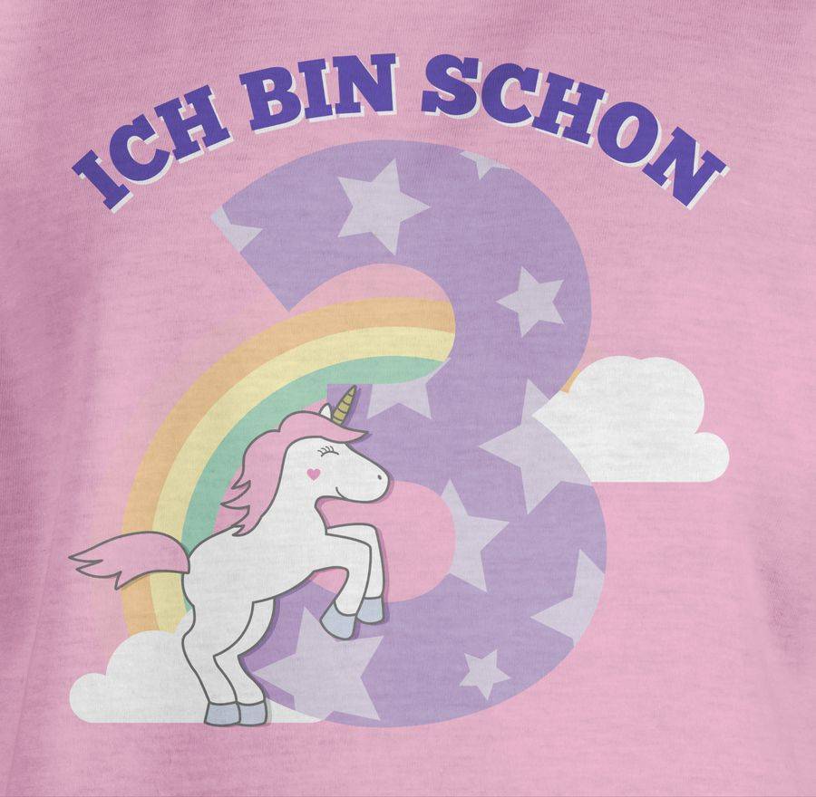 Shirtracer Ich Bin Schon Drei Einhorn: T-Shirt Turnbeutel Shirtracer