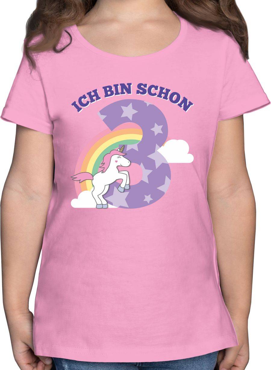 Shirtracer Ich bin schon drei Einhorn: T-Shirt Turnbeutel Shirtracer