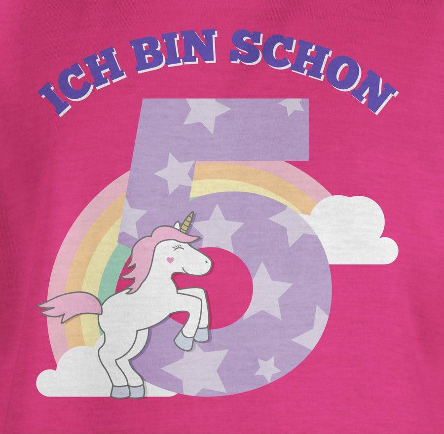 Shirtracer Ich Bin Schon Fünf Einhorn: Tshirt Turnbeutel Shirtracer