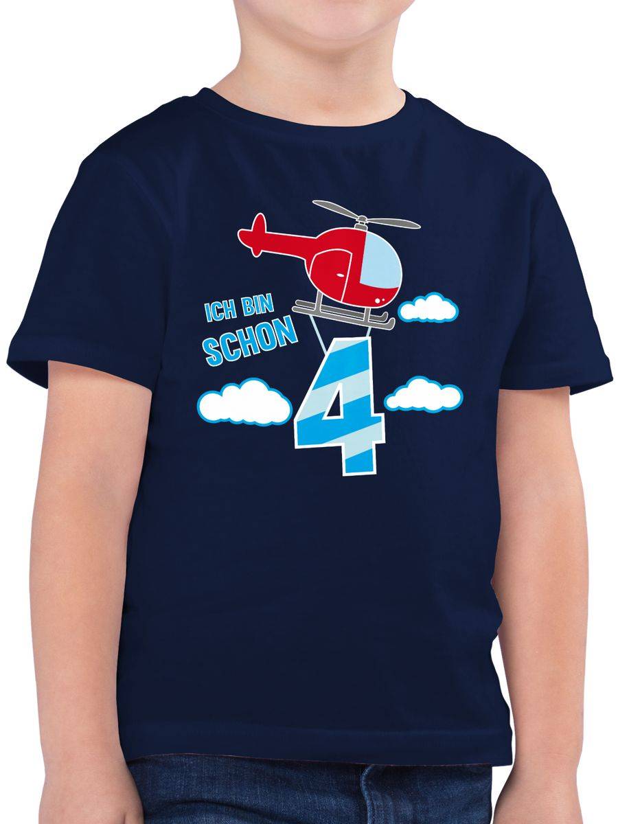 Shirtracer Ich bin schon vier Hubschrauber: Tshirt Turnbeutel Shirtracer