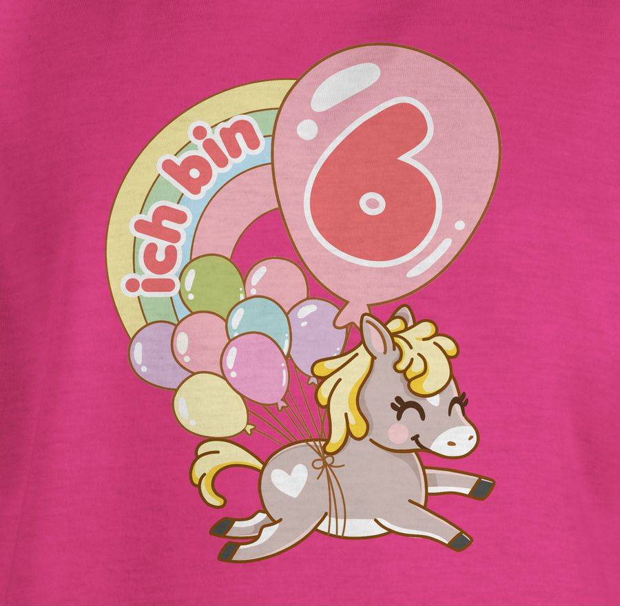 Shirtracer Ich Bin Sechs - Pferd Mit Luftballons Shirts & Mehr Shirtracer