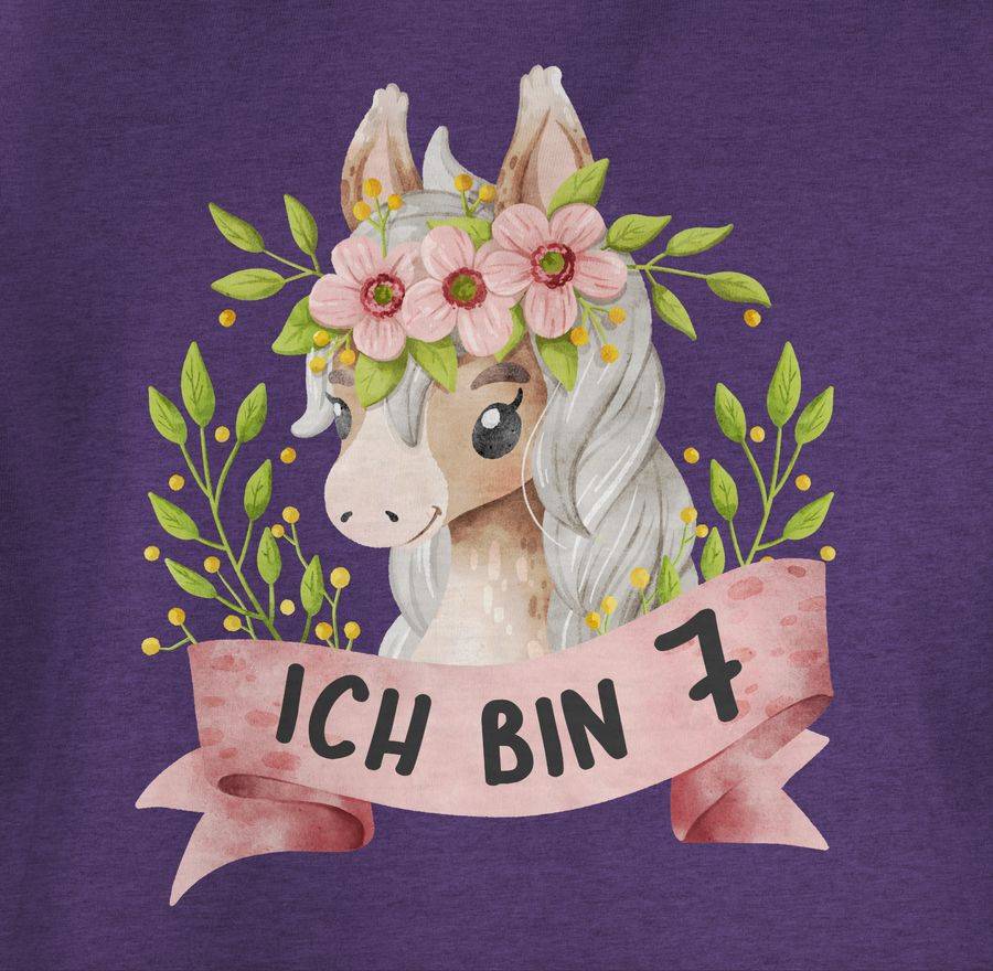 Shirtracer Ich Bin Sieben Mit Süßem Pferd Mit Blumen Shirts & Mehr Shirtracer