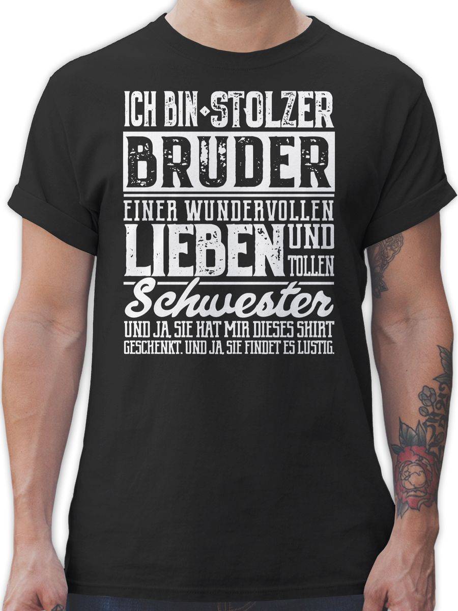 Shirtracer Ich Bin Stolzer Bruder Einer Tollen Und Wundervollen Schwester: Tshirt Turnbeute Shirtracer