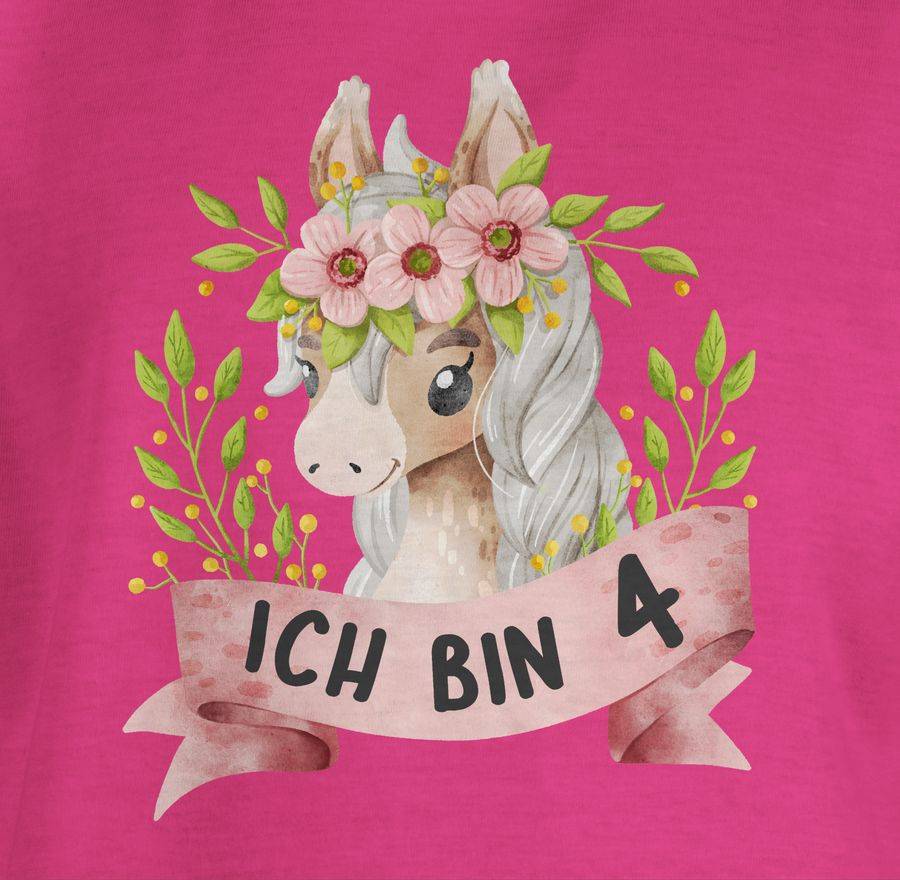 Shirtracer Ich Bin Vier Mit Süßem Pferd Mit Blumen: T-Shirt Gym Bag Shirtracer