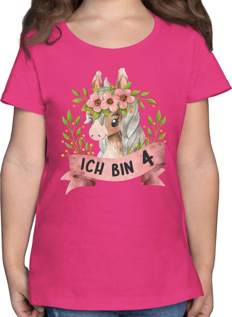 Shirtracer Ich bin vier mit süßem Pferd mit Blumen: T-Shirt Gym Bag Shirtracer