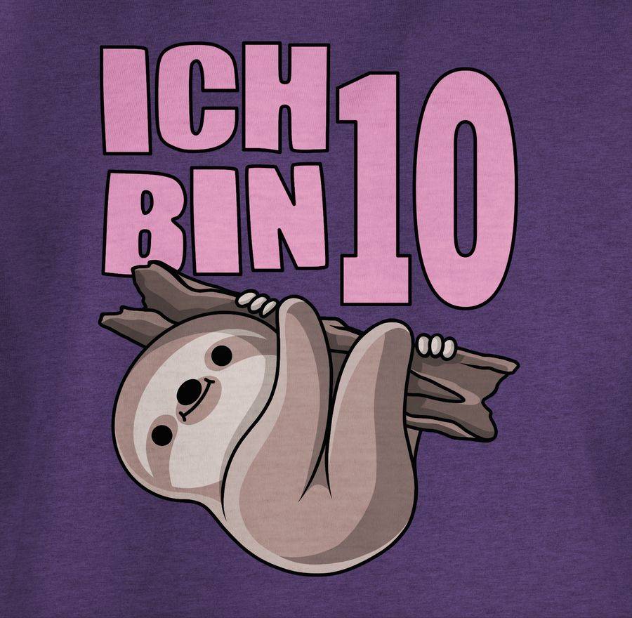 Shirtracer Ich Bin Zehn Mit Faultier In Rosa Shirts & Mehr Shirtracer