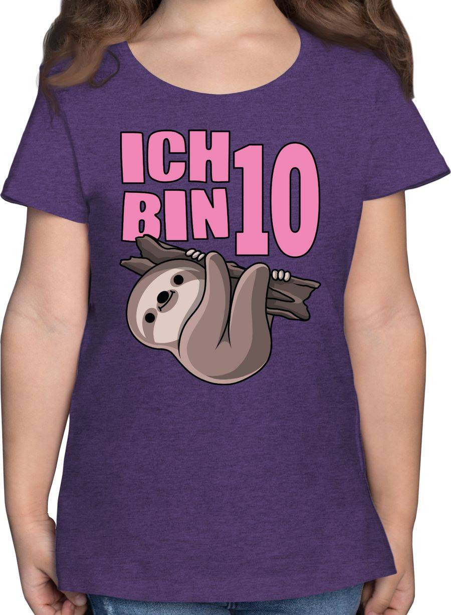 Shirtracer Ich bin zehn mit Faultier in rosa Shirts & Mehr Shirtracer