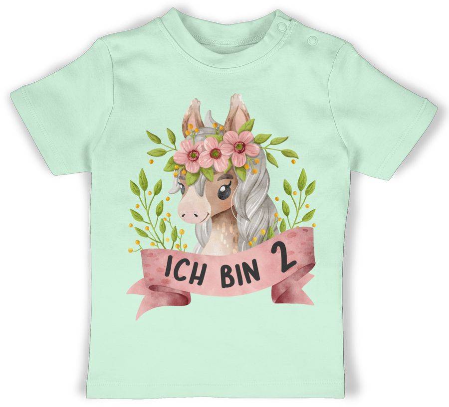 Shirtracer Ich bin zwei mit süßem Pferd mit Blumen Shirts & Mehr Shirtracer