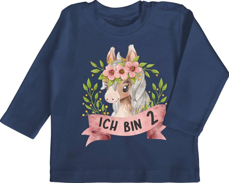 Shirtracer Ich Bin Zwei Mit Süßem Pferd Mit Blumen Shirts & Mehr Shirtracer