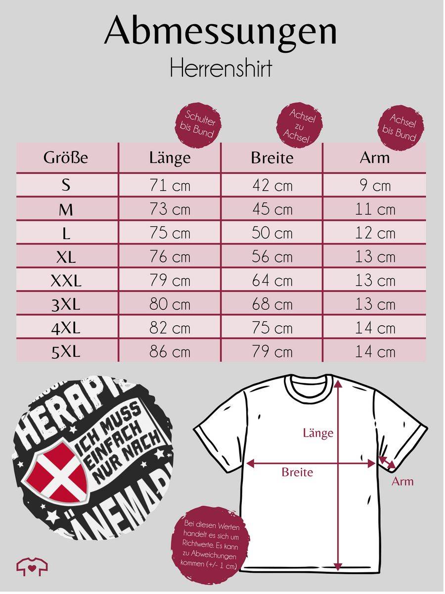 Shirtracer Ich Brauche Keine Therapie Ich Muss Einfach Nur Nach Dänemark - Weiß: T-Shirt Gy Shirtracer