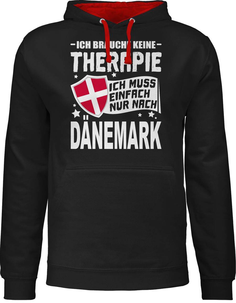 Shirtracer Ich brauche keine Therapie Ich muss einfach nur nach Dänemark - weiß: T-Shirt Gy Shirtracer