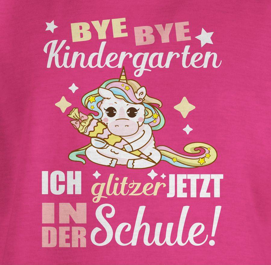 Shirtracer Ich Glitzer Jetzt In Der Schule Einhorn Mit Schultüte: Tshirt Turnbeutel Shirtracer