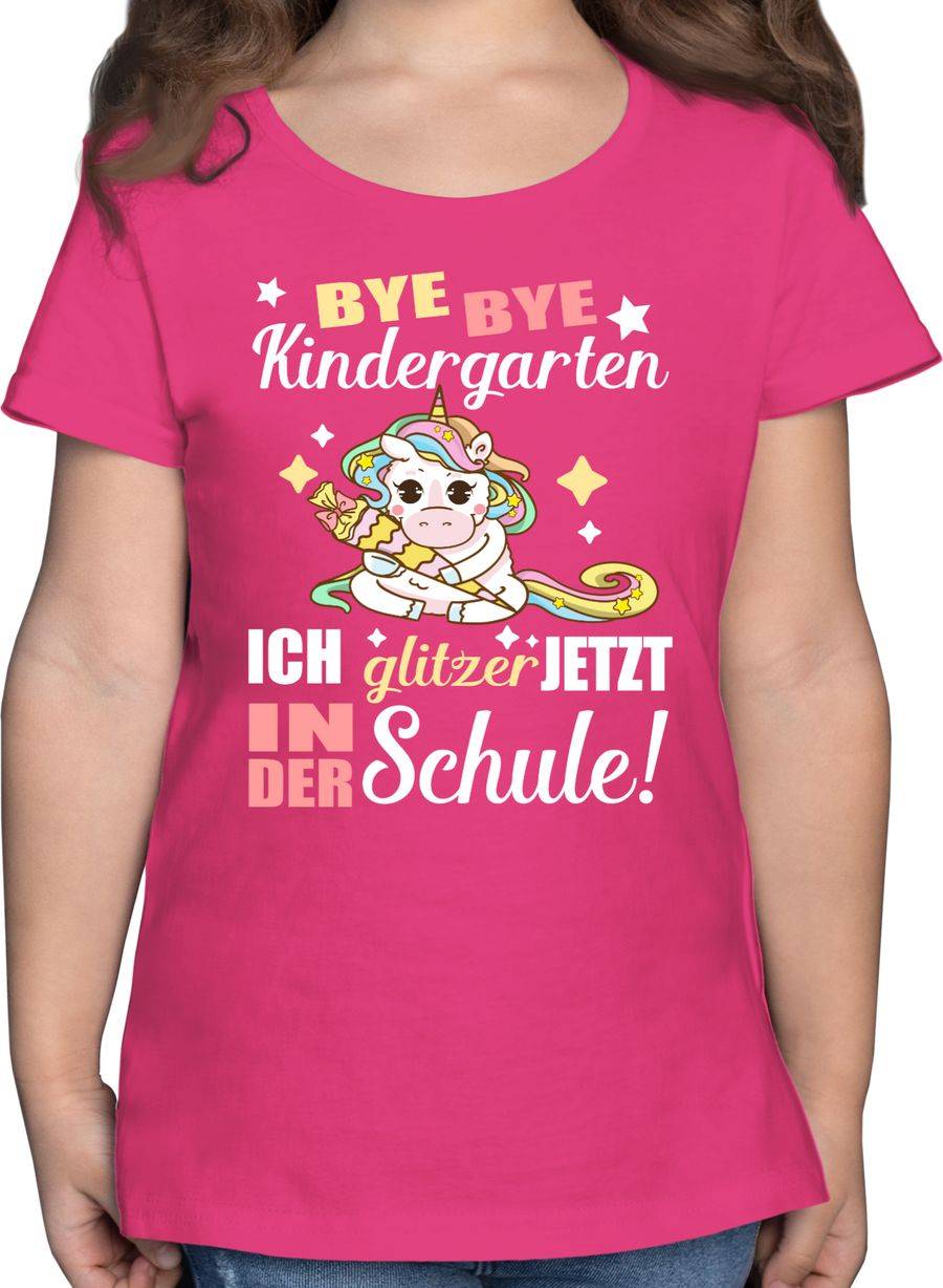 Shirtracer Ich Glitzer Jetzt In Der Schule Einhorn Mit Schultüte: Tshirt Turnbeutel Shirtracer