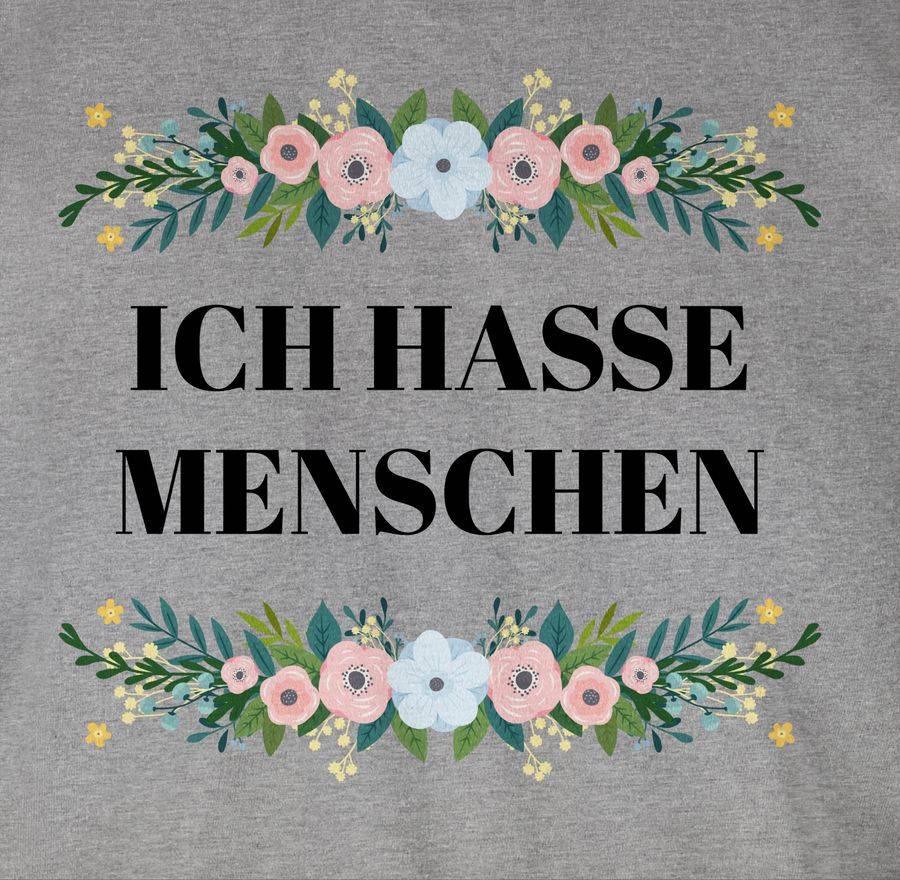 Shirtracer Ich Hasse Menschen Floral: T-Shirt Turnbeutel Shirtracer