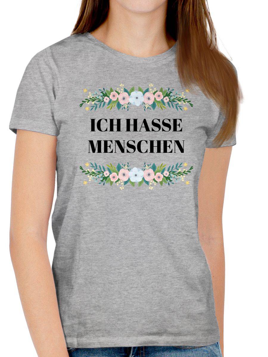 Shirtracer Ich Hasse Menschen Floral: T-Shirt Turnbeutel Shirtracer