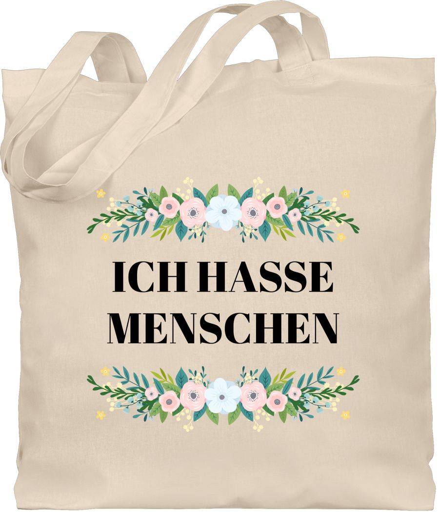Shirtracer Ich hasse Menschen Floral: T-Shirt Turnbeutel Shirtracer