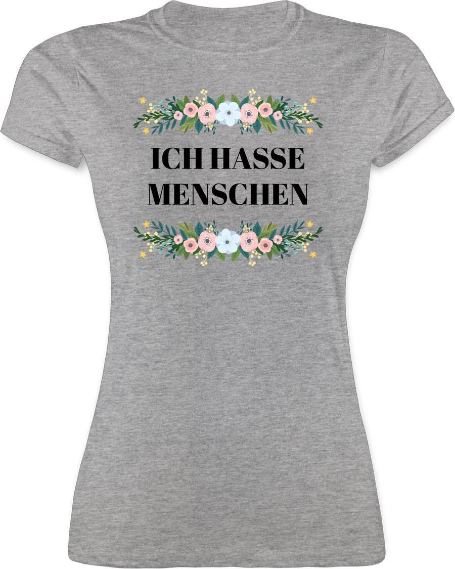 Shirtracer Ich hasse Menschen Floral: T-Shirt Turnbeutel Shirtracer