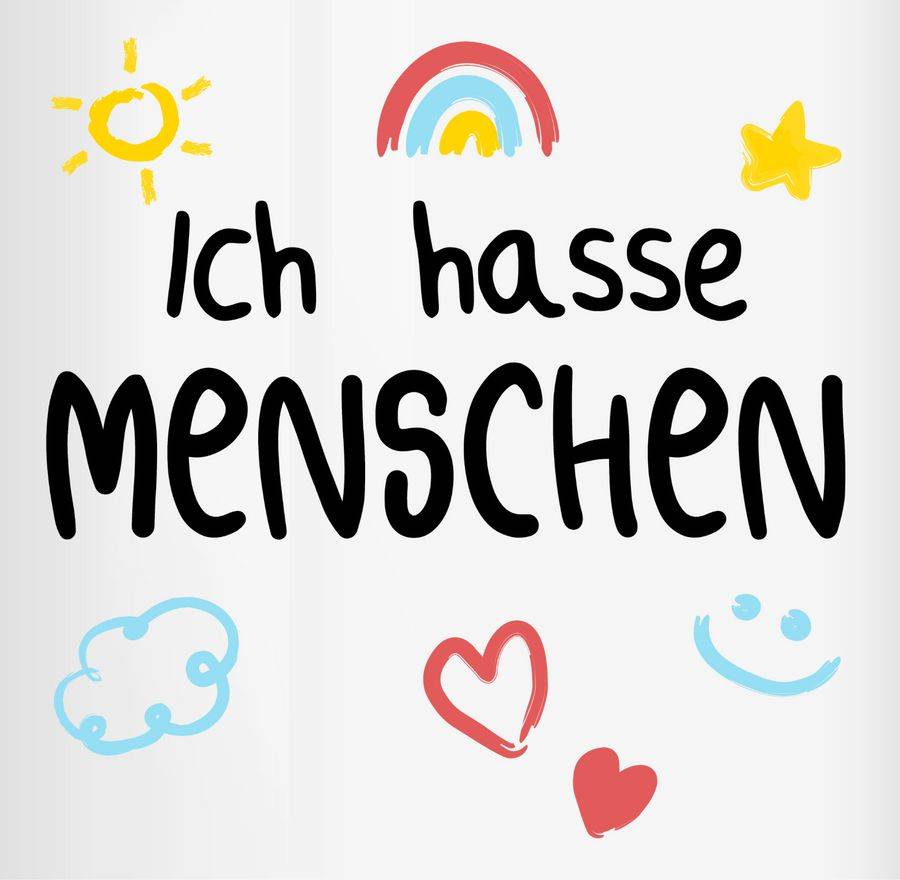 Shirtracer Ich Hasse Menschen Kinderschrift - Schwarz: Tshirt Turnbeutel Shirtracer