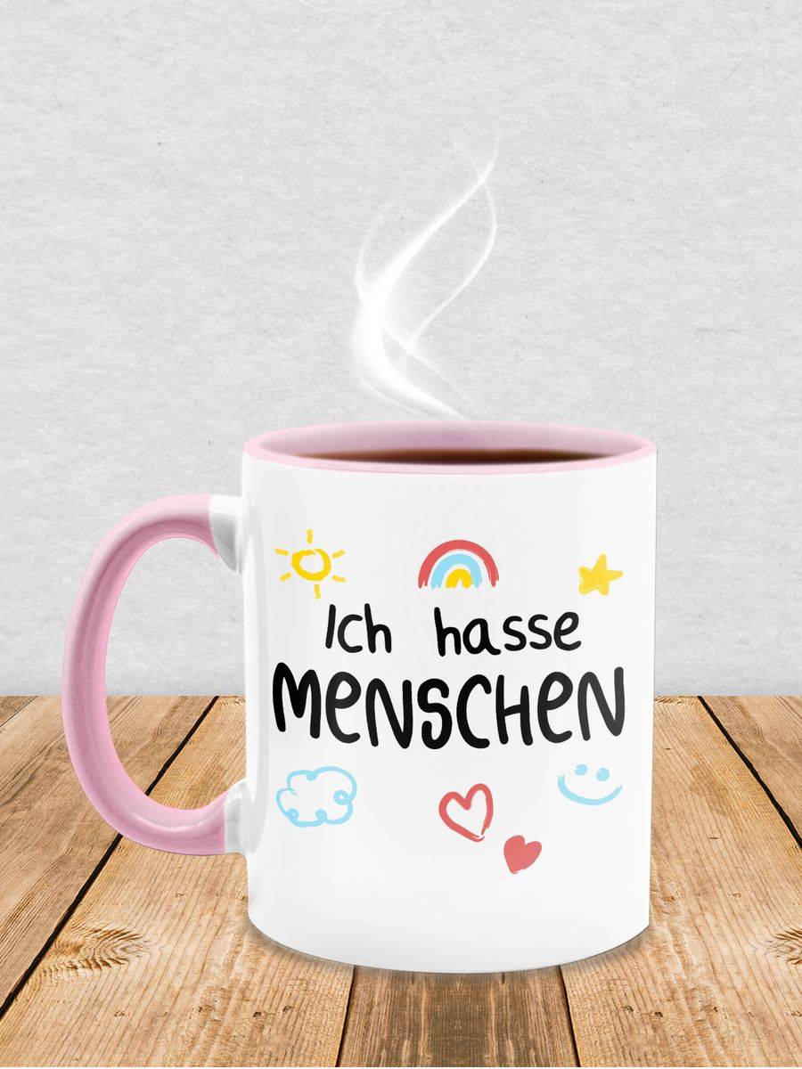 Shirtracer Ich Hasse Menschen Kinderschrift - Schwarz: Tshirt Turnbeutel Shirtracer