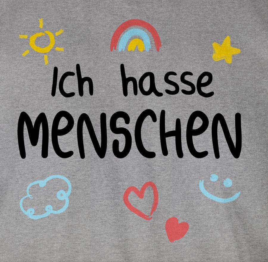 Shirtracer Ich Hasse Menschen Kinderschrift - Schwarz: Tshirt Turnbeutel Shirtracer